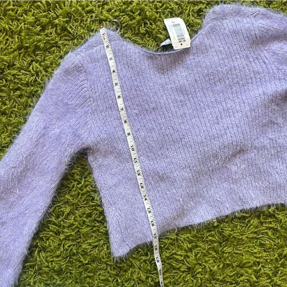 NWT CROP TOP FUZZY PURPLE SWEATER - Picture 9 of 13
